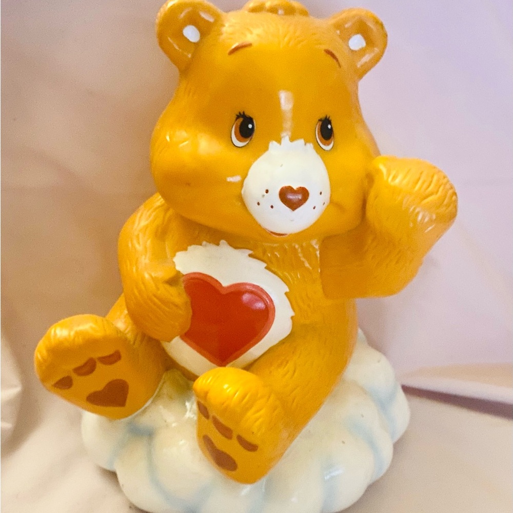 rare vintage care bears heart bear piggy bank <3